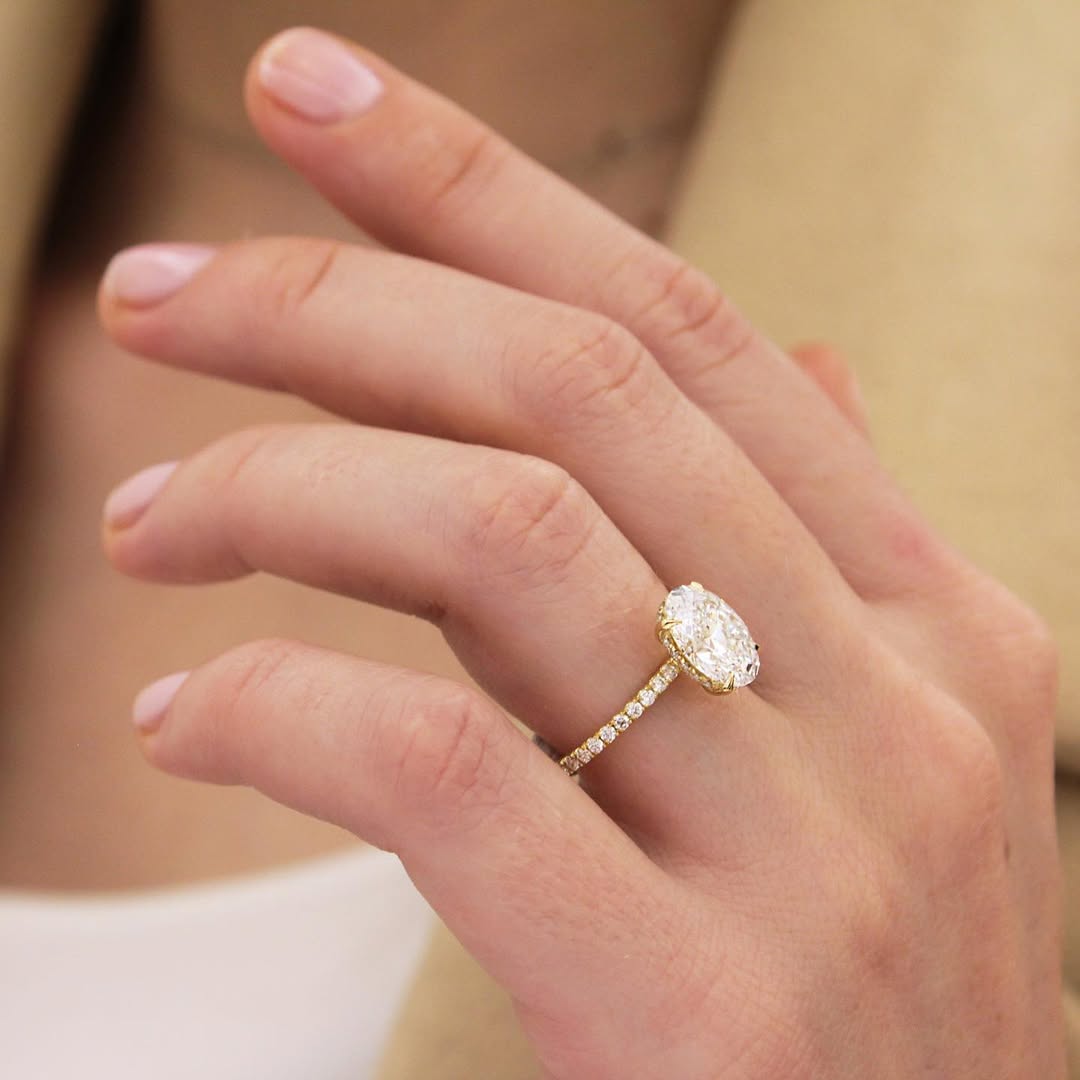 1.0 - 3.0 CT Oval Lab Grown Diamond Pave Style Engagement Ring