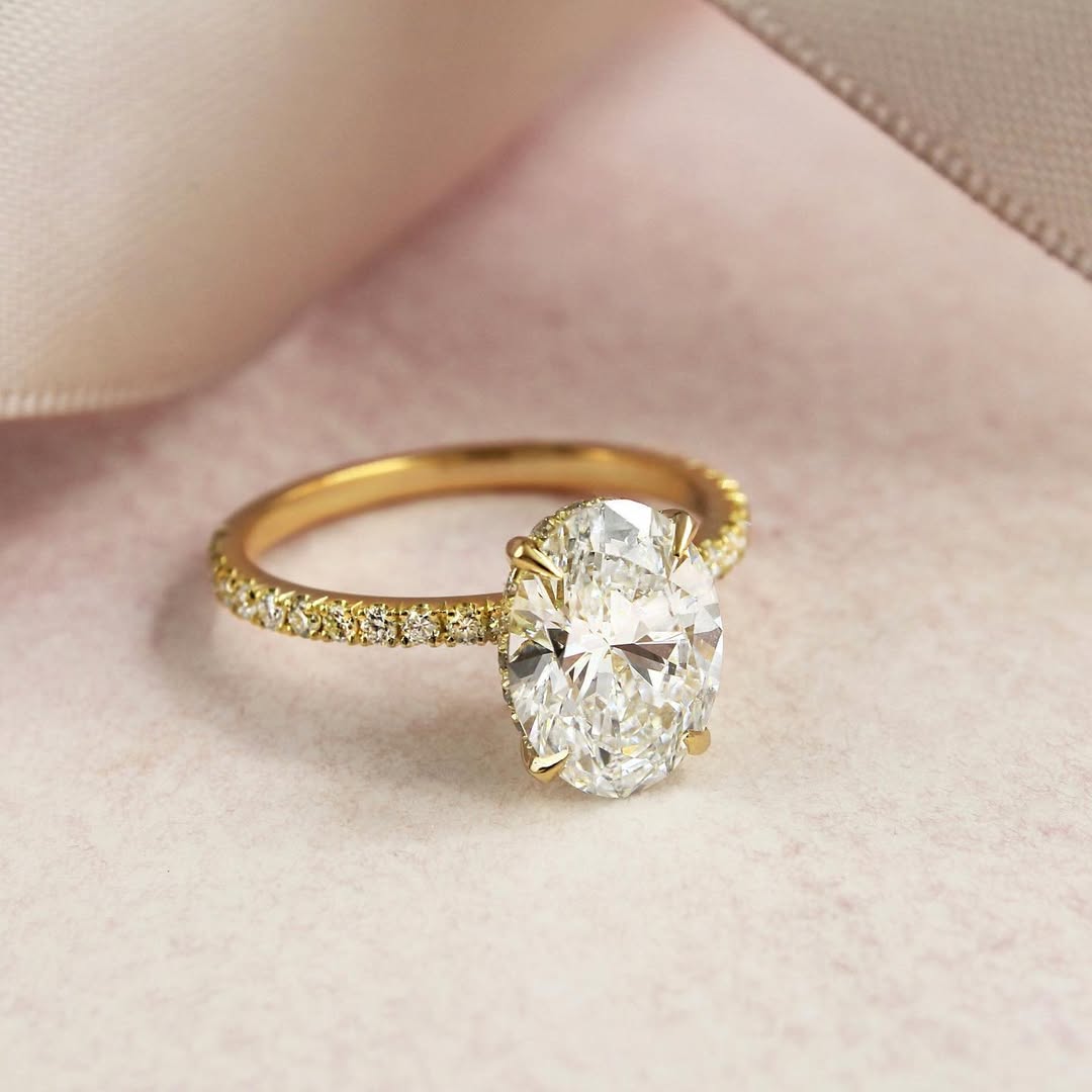 1.0 - 3.0 CT Oval Lab Grown Diamond Pave Style Engagement Ring