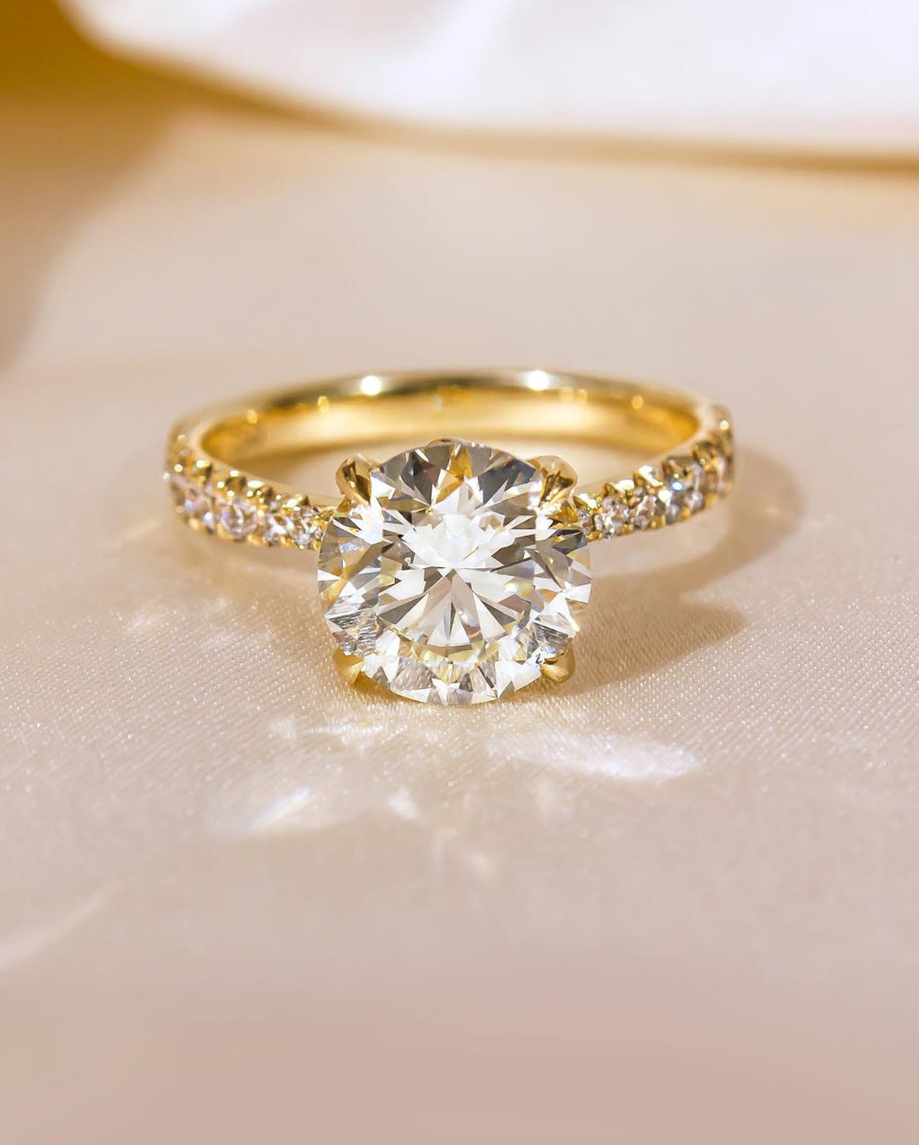 2.37 - 4.37 CT Round  Lab Grown Diamond Pave Style Engagement Ring