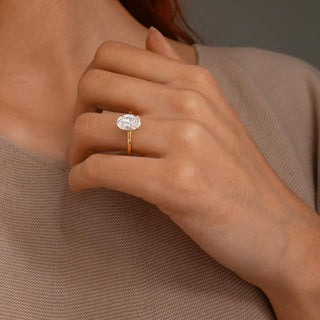 2.0 - 4.0  CT Oval CVD Diamond Hidden Halo Style Engagement Ring