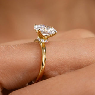 2.0 - 4.0  CT Oval CVD Diamond Hidden Halo Style Engagement Ring