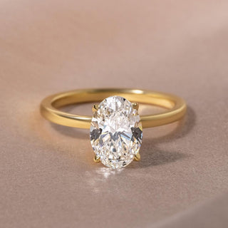 2.0 - 4.0  CT Oval CVD Diamond Hidden Halo Style Engagement Ring