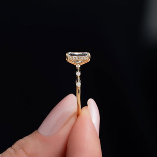 1.0-3.0 CT Radiant CVD Diamond Dainty Setting Engagement Ring