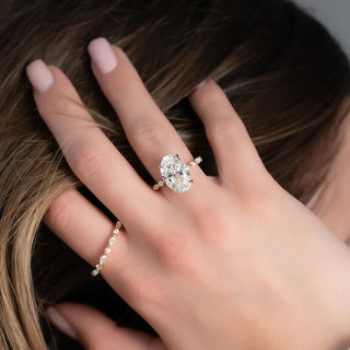 3.0-5.0 CT Oval Lab Grown Diamond Hidden Halo Engagement Ring