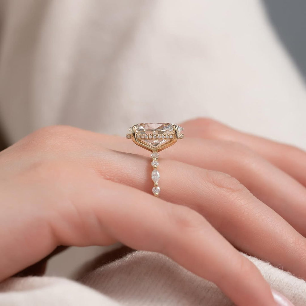 3.0-5.0 CT Oval Lab Grown Diamond Hidden Halo Engagement Ring
