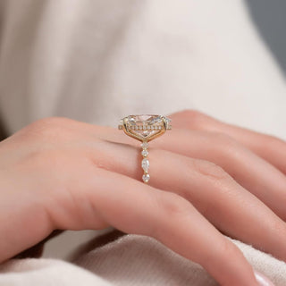 3.0-5.0 CT Oval Lab Grown Diamond Hidden Halo Engagement Ring