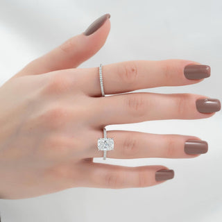 1.5-3.5 CT Elongated Cushion Lab Grown Diamond Pave Engagement Ring