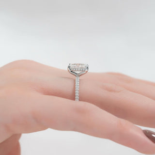 1.5-3.5 CT Elongated Cushion Lab Grown Diamond Pave Engagement Ring