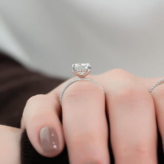 1.5-3.5 CT Elongated Cushion Lab Grown Diamond Pave Engagement Ring