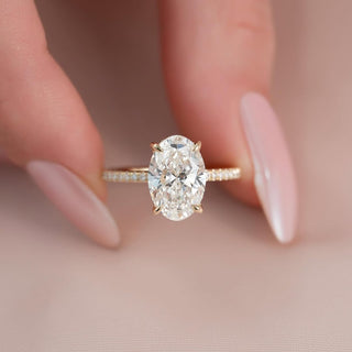 1.0-3.0 CT Oval Lab Grown Diamond Pave Engagement Ring