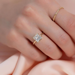 1.0-3.0 CT Princess CVD Diamond Solitaire Setting Engagement Ring