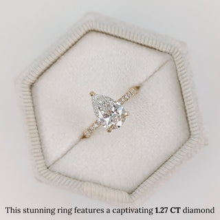 1.27 CT-3.27 CT Pear F- VVS2 Diamond Pave Engagement Ring - violetjewels