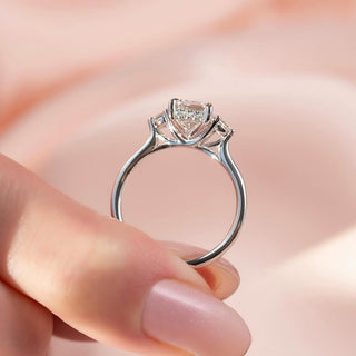 1.0-3.0 CT Emerald Lab Grown Diamond Three stone Engagement Ring