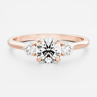 Three Stone Ring with 1.0 CT Round Moissanite - violetjewels