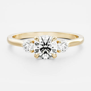 Three Stone Ring with 1.0 CT Round Moissanite - violetjewels