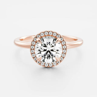Halo & Pave Setting Ring with 1.0 CT Round Moissanite - violetjewels