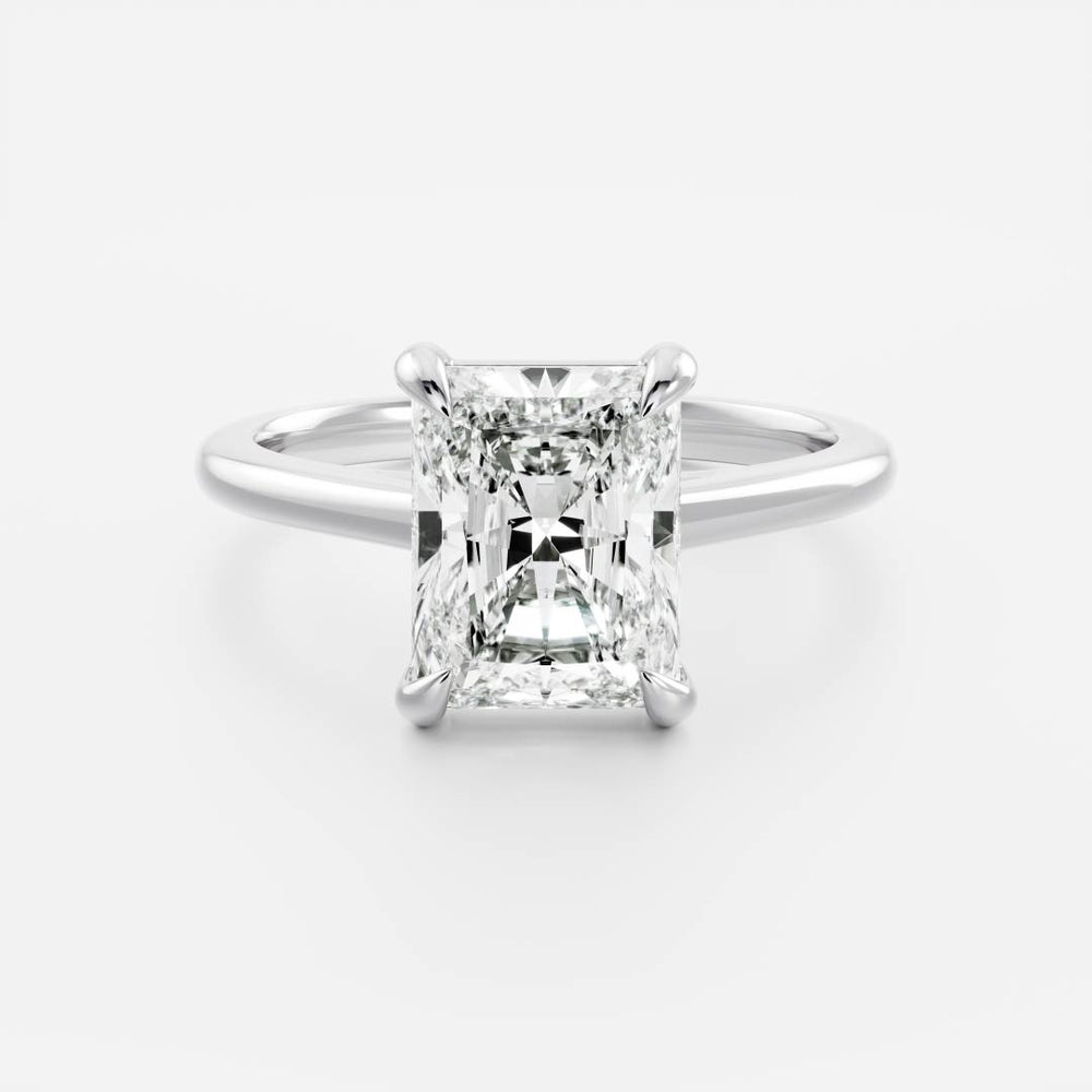 Solitaire Ring with 2.0 CT Radiant Moissanite - violetjewels