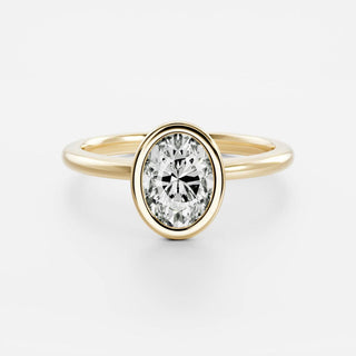 Bezel Ring with 1.20 CT Oval Moissanite - violetjewels