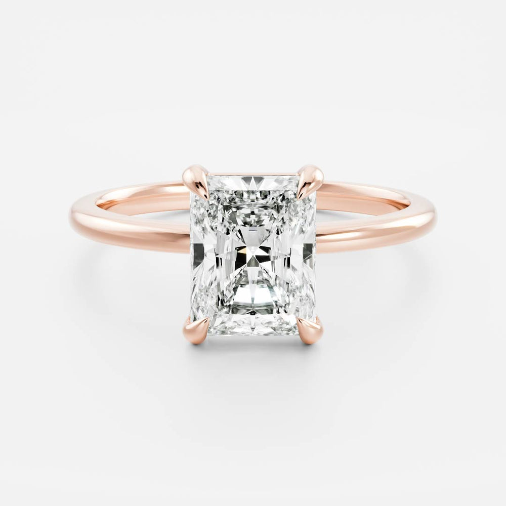 Solitaire Ring with 1.50 CT Radiant Moissanite - violetjewels