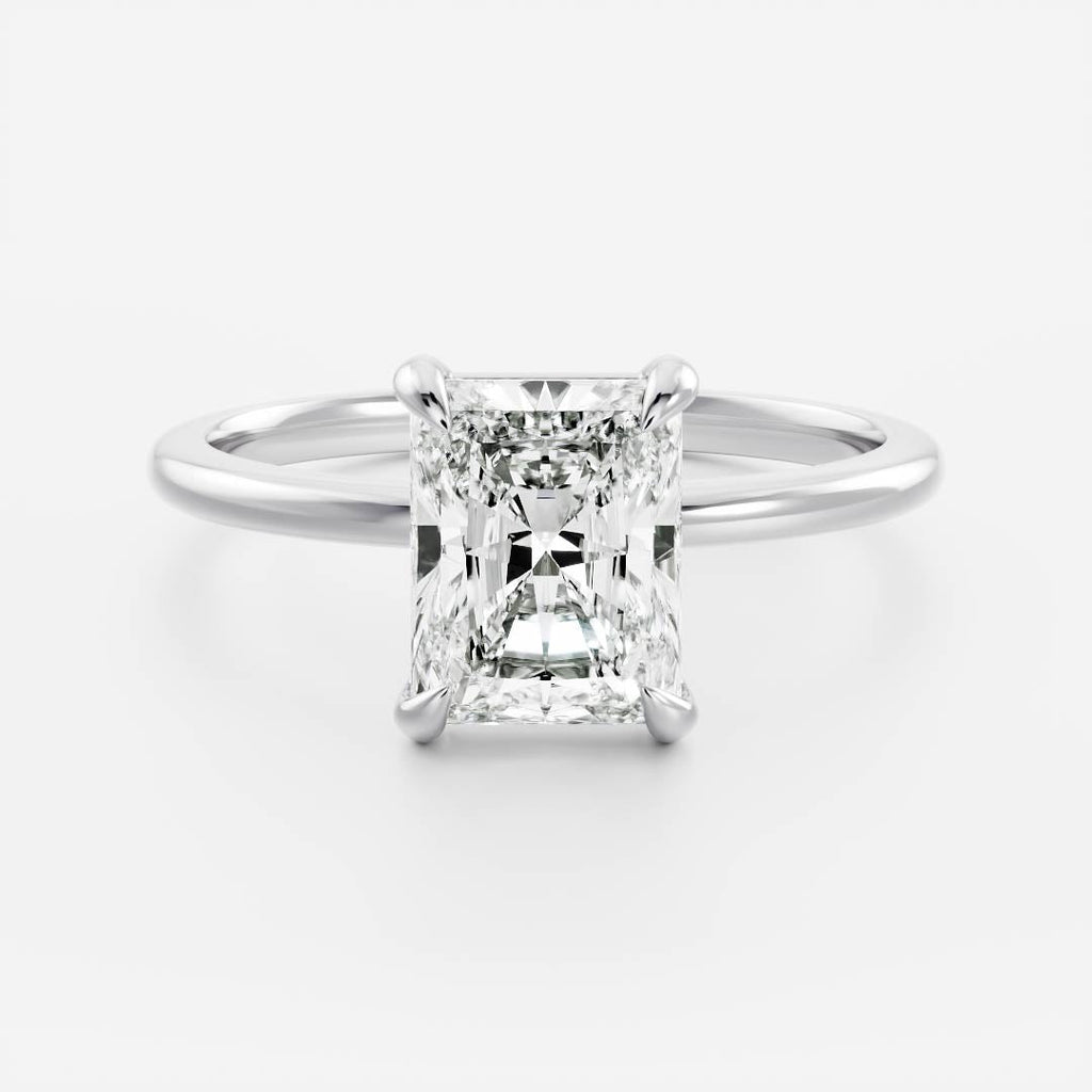 2.0 - 3.0 CT Radiant Cut Solitaire Style Moissanite Engagement Ring
