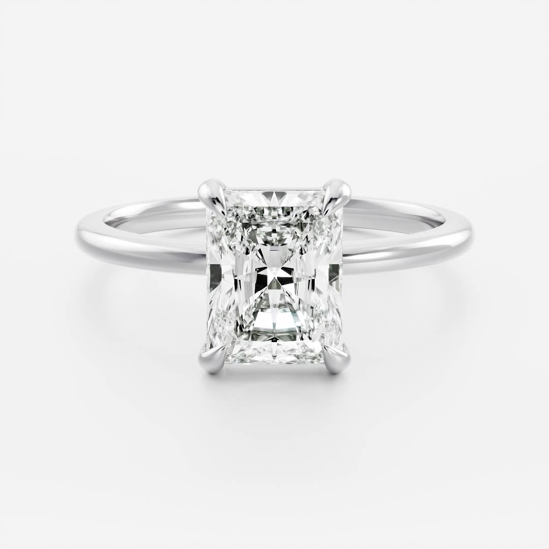 2.0 - 3.0 CT Radiant Cut Solitaire Style Moissanite Engagement Ring