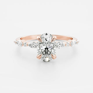 Pave Setting Ring with 1.20 CT Oval Moissanite - violetjewels