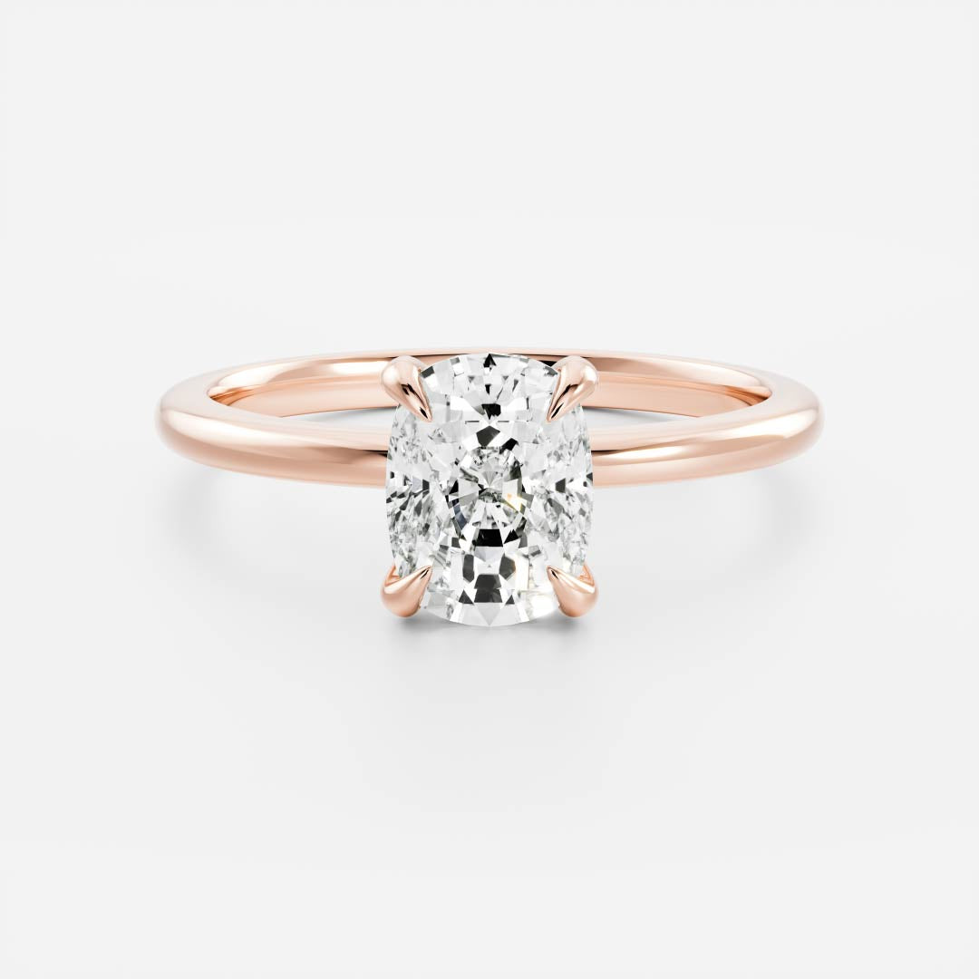 2.0-3.0 CT Elongated Cushion Cut Solitaire Style Moissanite Engagement Ring