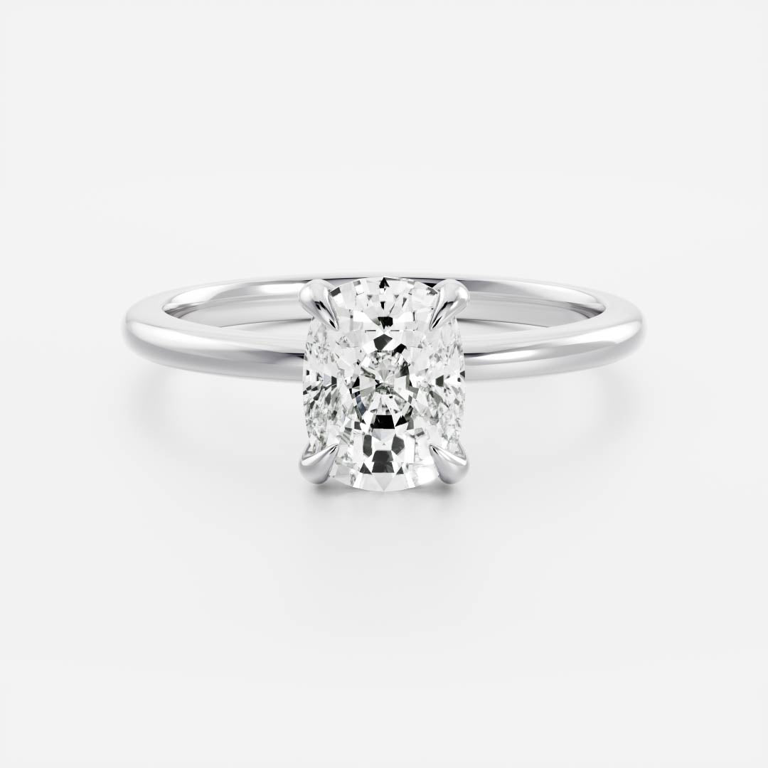 2.0-3.0 CT Elongated Cushion Cut Solitaire Style Moissanite Engagement Ring
