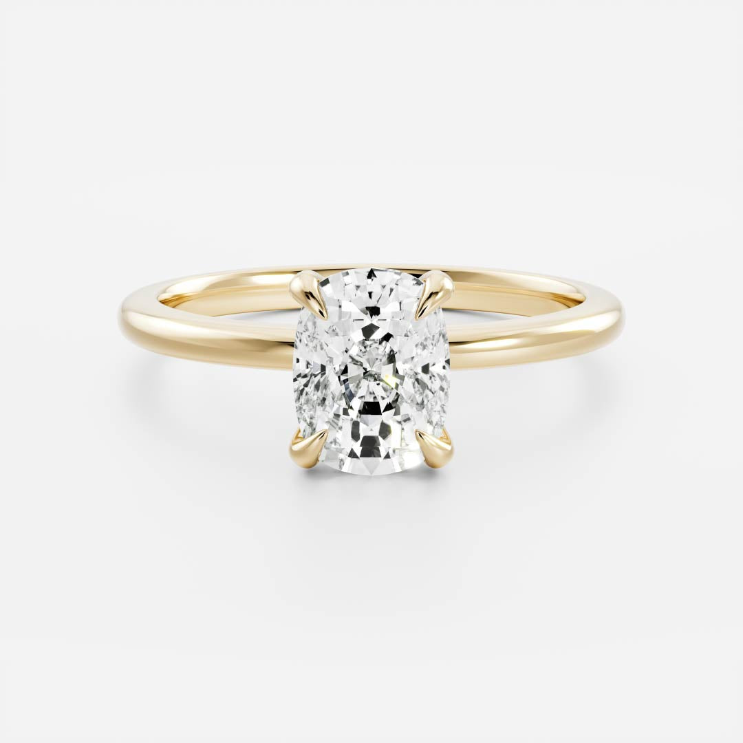2.0-3.0 CT Elongated Cushion Cut Solitaire Style Moissanite Engagement Ring