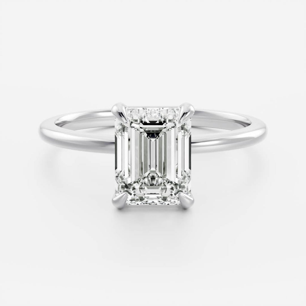 2.50 - 3.50 CT Emerald Cut Solitaire Style Moissanite Engagement Ring
