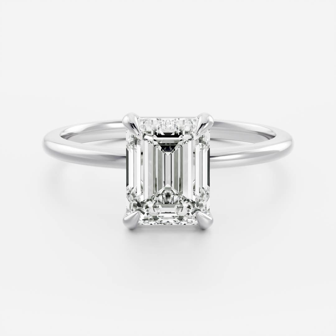 2.50 - 3.50 CT Emerald Cut Solitaire Style Moissanite Engagement Ring