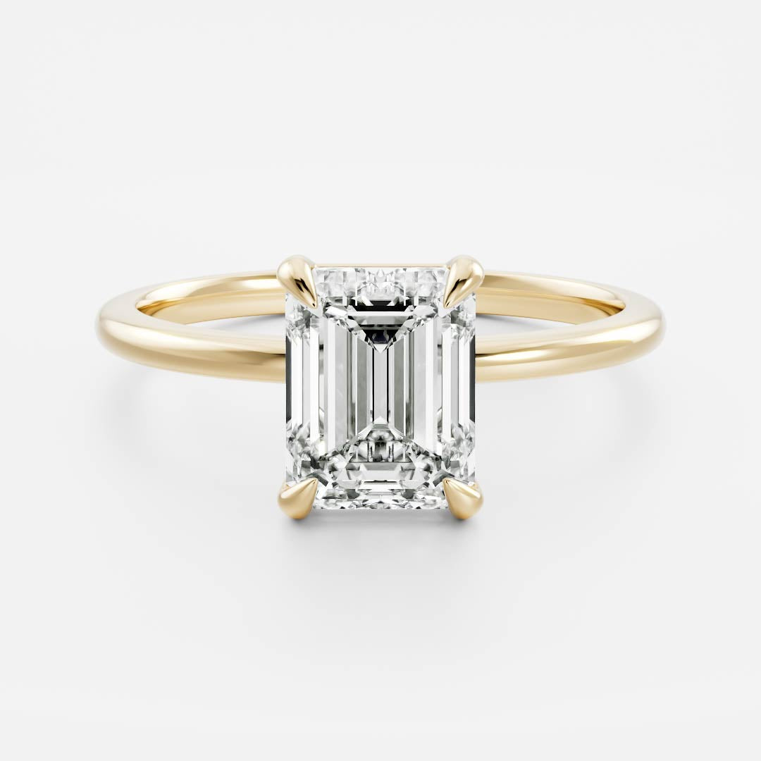 2.50 - 3.50 CT Emerald Cut Solitaire Style Moissanite Engagement Ring