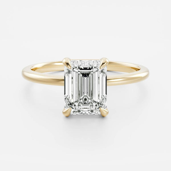 2.50 - 3.50 CT Emerald Cut Solitaire Style Moissanite Engagement Ring