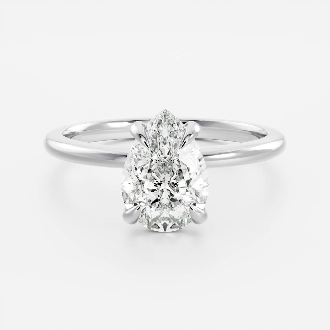 1.50 - 2.50CT Pear Cut Solitaire Style Moissanite Engagement Ring