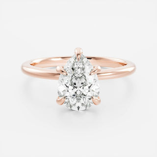 Solitaire Ring with 1.0 CT Pear Moissanite - violetjewels