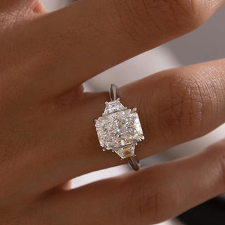1.0 -3.0 CT Radiant Lab Grown Diamond Three Stone Style Engagement Ring