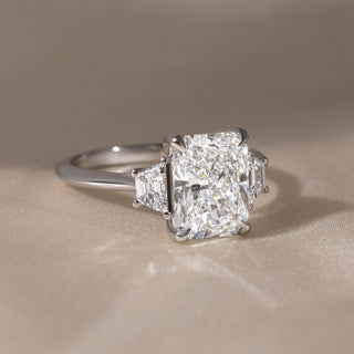 1.0 -3.0 CT Radiant Lab Grown Diamond Three Stone Style Engagement Ring