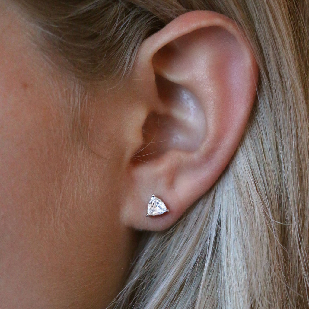 0.5 CT Trilliant Cut Diamond Stud Earrings | Lab Grown G/VVS