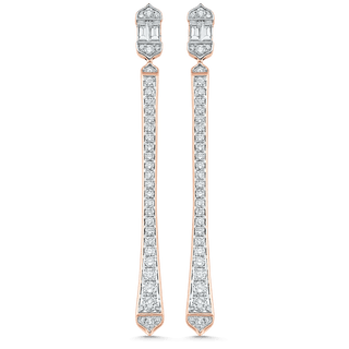 1.51 TCW Round & Baguette Moissanite Diamond Drop Earrings - violetjewels