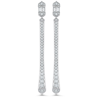 1.51 TCW Round & Baguette Moissanite Diamond Drop Earrings - violetjewels