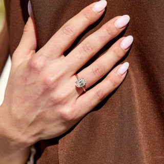2.50 CT Oval G- VS Hidden Halo Diamond Engagement Ring - violetjewels