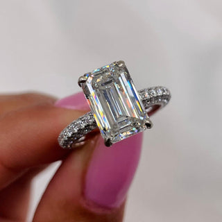 4.5ct Emerald G- VS Pave Diamond Engagement Ring - violetjewels