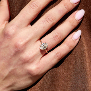 2.50 CT Oval G- VS Hidden Halo Diamond Engagement Ring - violetjewels