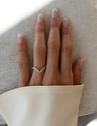 0.50 TCW Round Lab Grown Diamond Curved  Pave Wedding Band