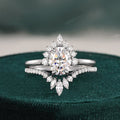 1.50 CT Oval Cut Cluster Art Deco Moissanite Bridal Ring Set - violetjewels