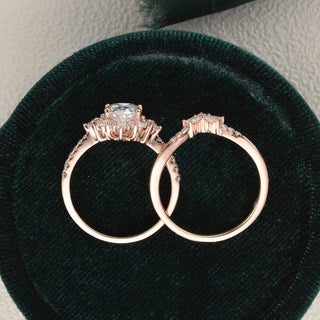 1.50 CT Pear Cut Cluster Art Deco Moissanite Bridal Ring Set - violetjewels