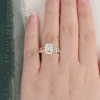2.50 CT Emerald Cut Solitaire Style Moissanite Bridal Ring Set - violetjewels