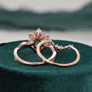 1.50 CT Oval Cut Twisted Art Deco Moissanite Bridal Ring Set - violetjewels