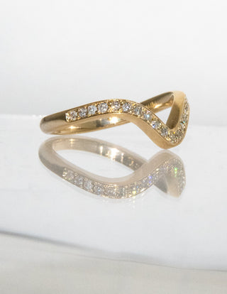 0.50 TCW Round Lab Grown Diamond Curved  Pave Wedding Band