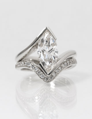 1.0 - 2.0 CT Marquise Shaped Lab Grown Diamond Solitaire Style Bridal Set